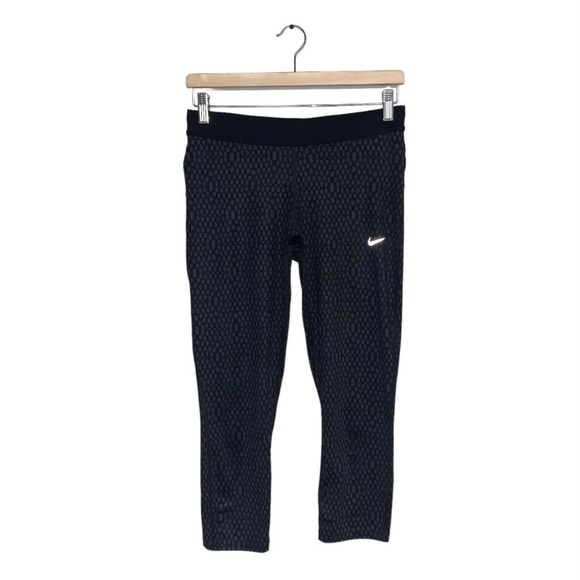 Nike Relay  Leggings Run Fast Live Fearless Cropped‎ Black Grey Polka Dot Size M - Picture 1 of 10